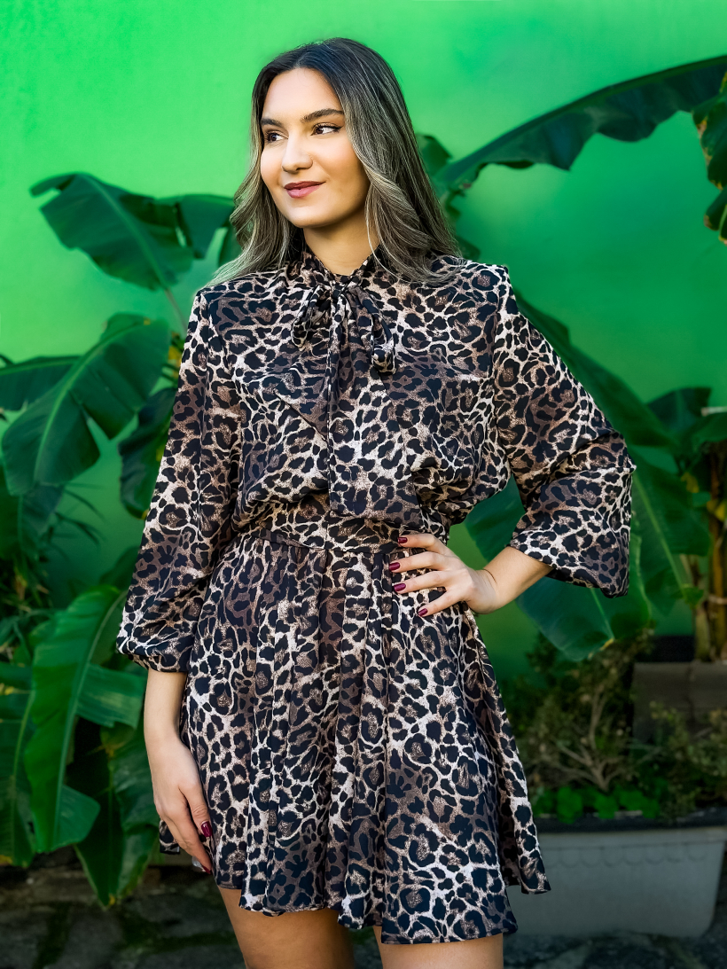 LEOPARD MINI DRESS-Λεοπάρ μίνι φόρεμα