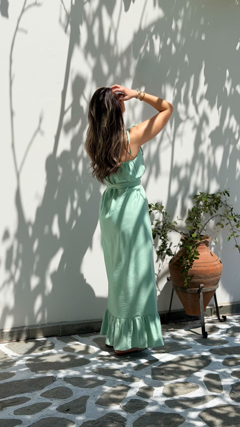 MINT MAXI DRESS-Μακρύ φόρεμα στο χρώμα της  μέντας