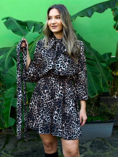 LEOPARD MINI DRESS-Λεοπάρ μίνι φόρεμα