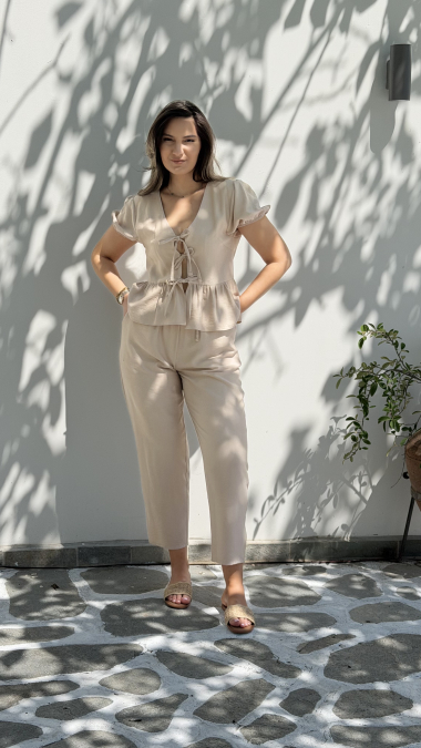 BEIGE LINEN SET-Μπεζ λινό σετ