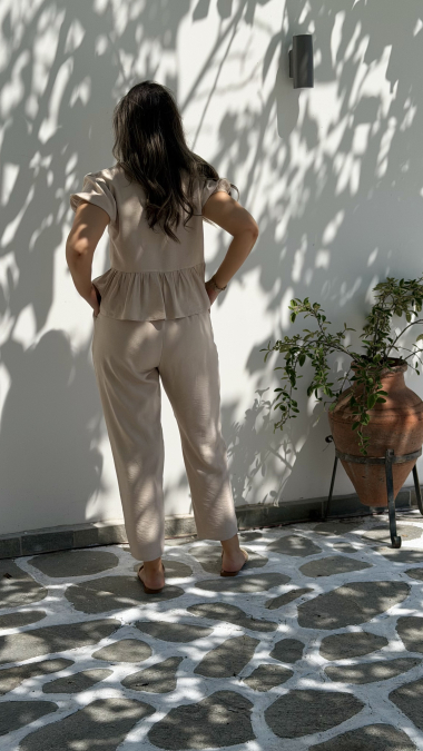 BEIGE LINEN SET-Μπεζ λινό σετ