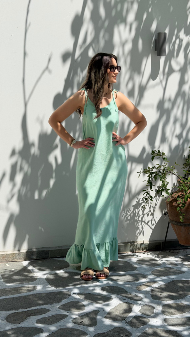 MINT MAXI DRESS-Μακρύ φόρεμα στο χρώμα της  μέντας