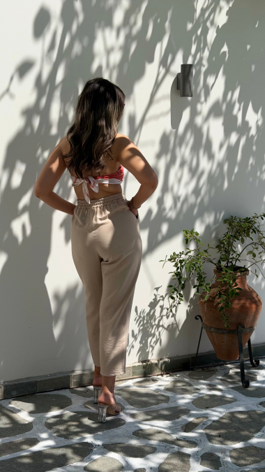 BEIGE PANTS-Μπεζ παντελόνι με λάστιχο
