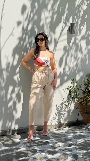 BEIGE PANTS-Μπεζ παντελόνι με λάστιχο